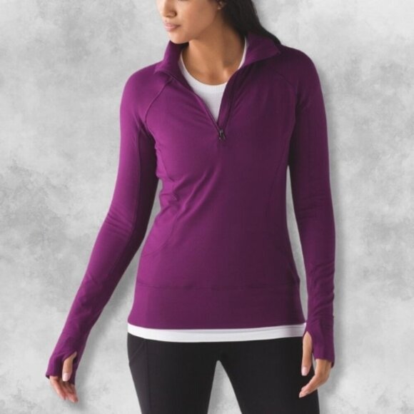 lululemon athletica Sweaters - Lululemon Rush Hour 1/2 Zip Pullover Thumbhole Mock Neck Chilled Grape Women's 4